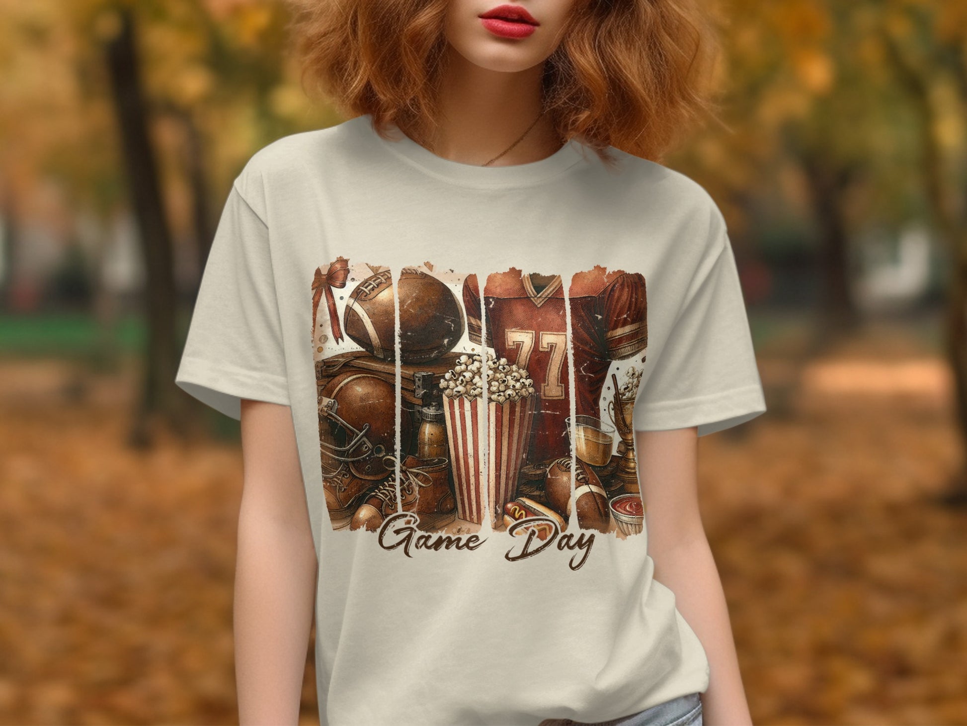 Game Day Football and Popcorn Graphic T-Shirt product type