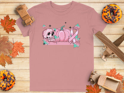 Spooky Skull and Pumpkin Artwork On T-shirt product type
