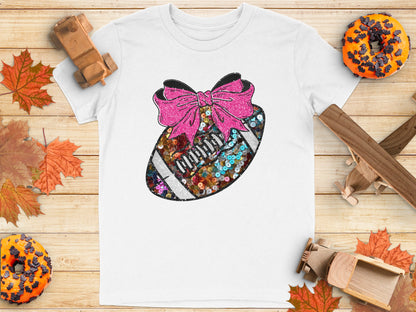 Sparkling Football Bow Glitter Graphic Tee product type