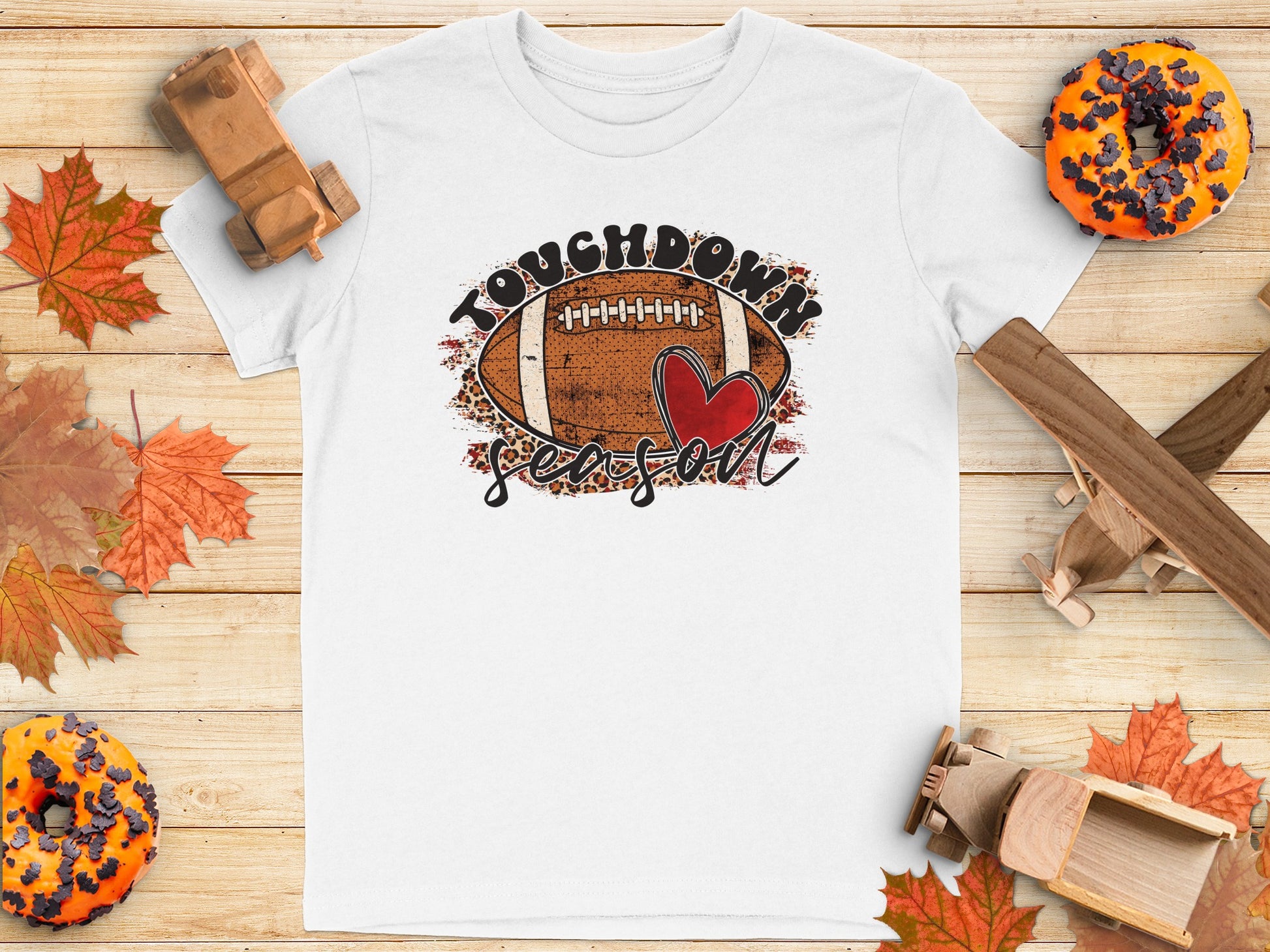 Touchdown Season Football Heart Graphic Tee product