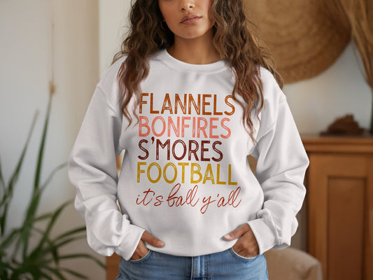 Flannels Bonfires S'mores Football It's Fall Y'all Product