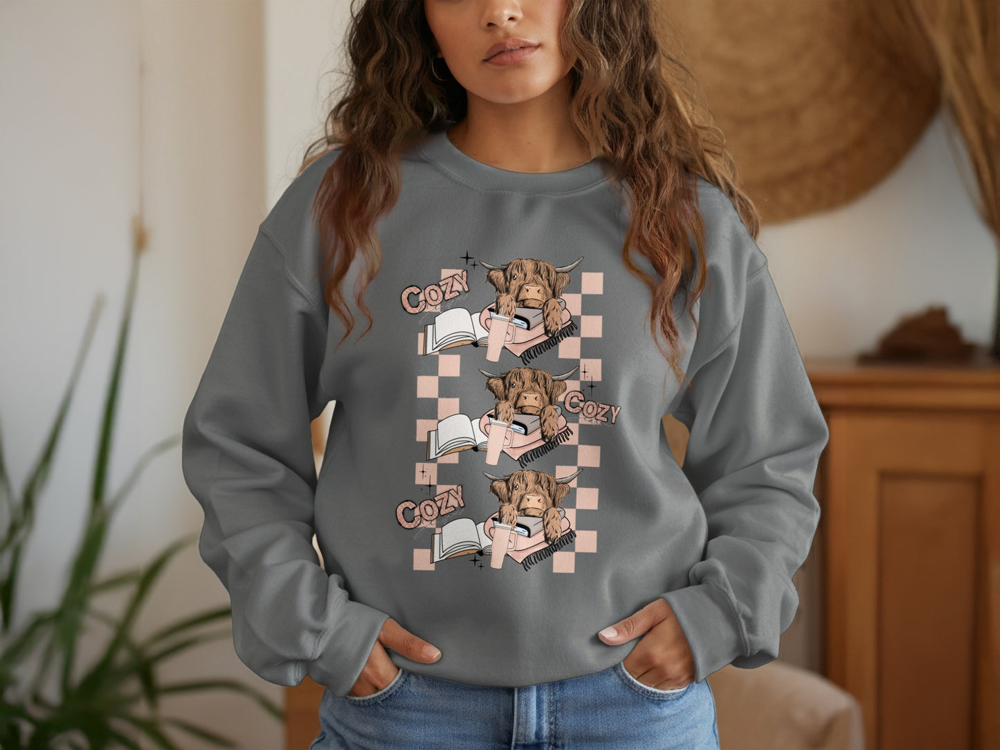 Cozy Graphic Sweatshirt Reading Dog Design product type