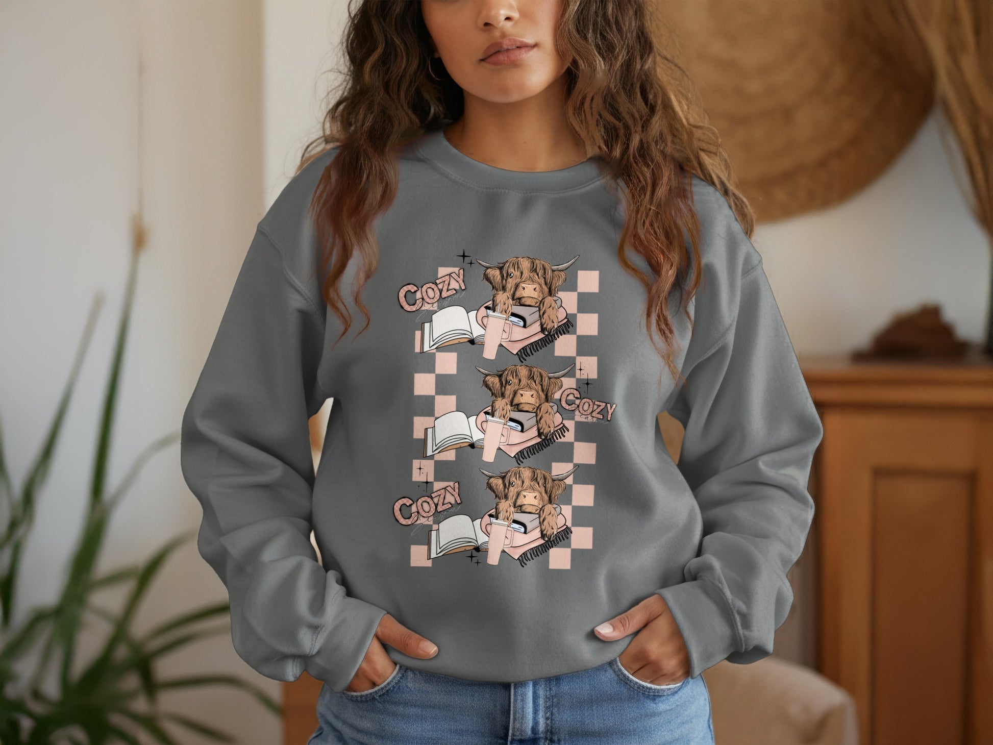Cozy Graphic Sweatshirt Reading Dog Design product type
