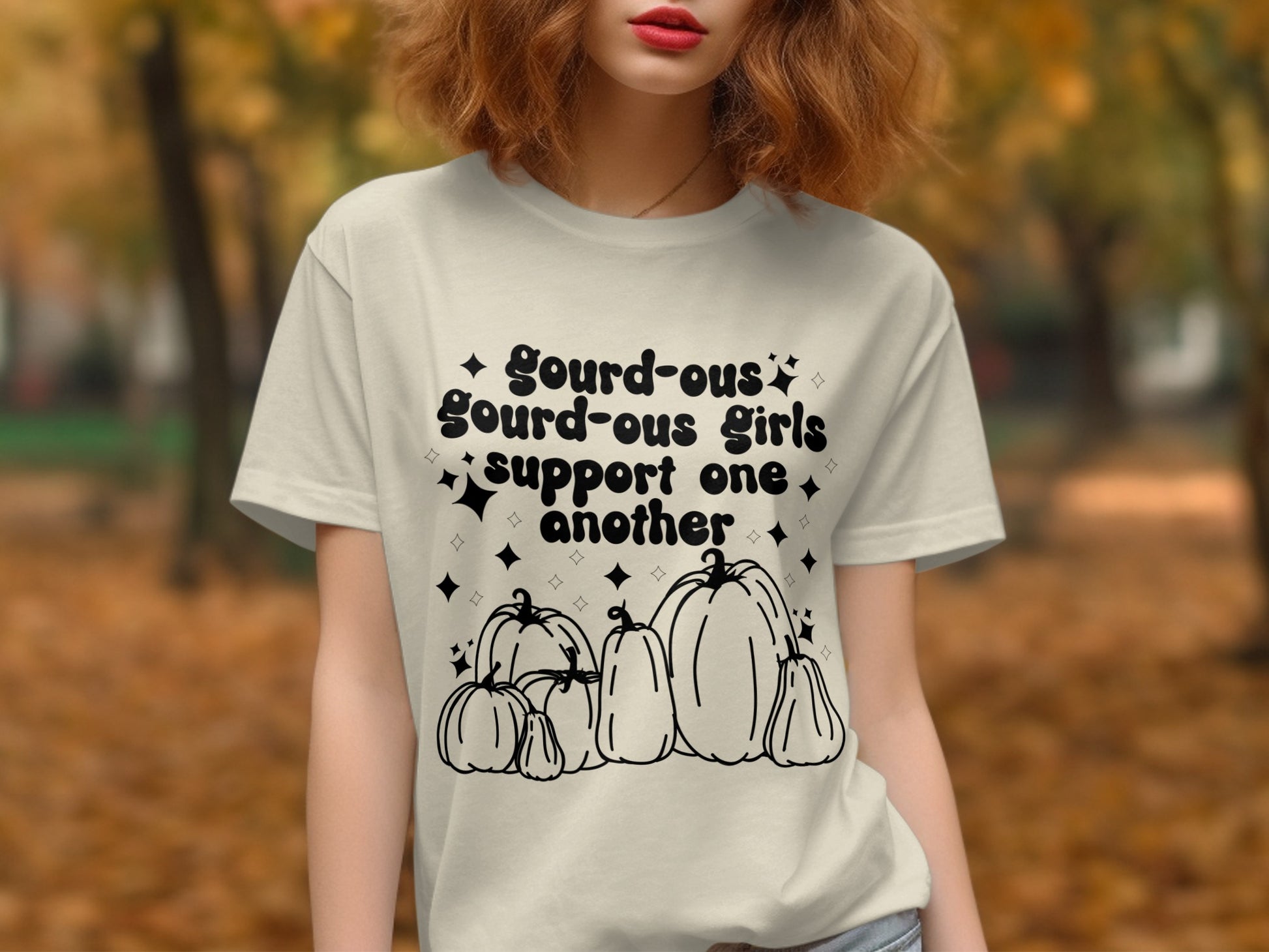 Gourd-ous Girls Support One Another Pumpkin T-shirt Product