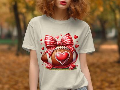 Cute Football with Hearts and Bow T-Shirt product