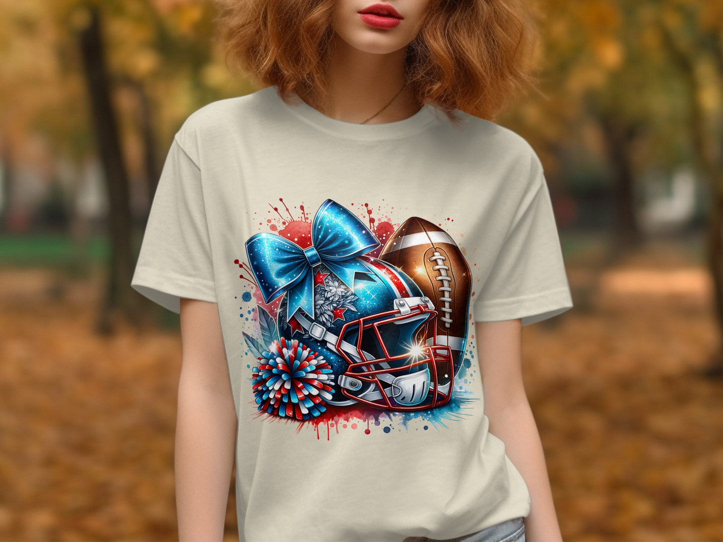 Football Cheer Bow Helmet Graphic T-Shirt product type