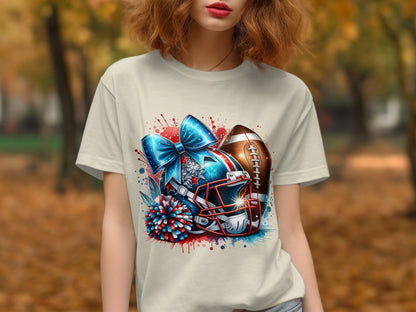 Football Cheer Bow Helmet Graphic T-Shirt product type