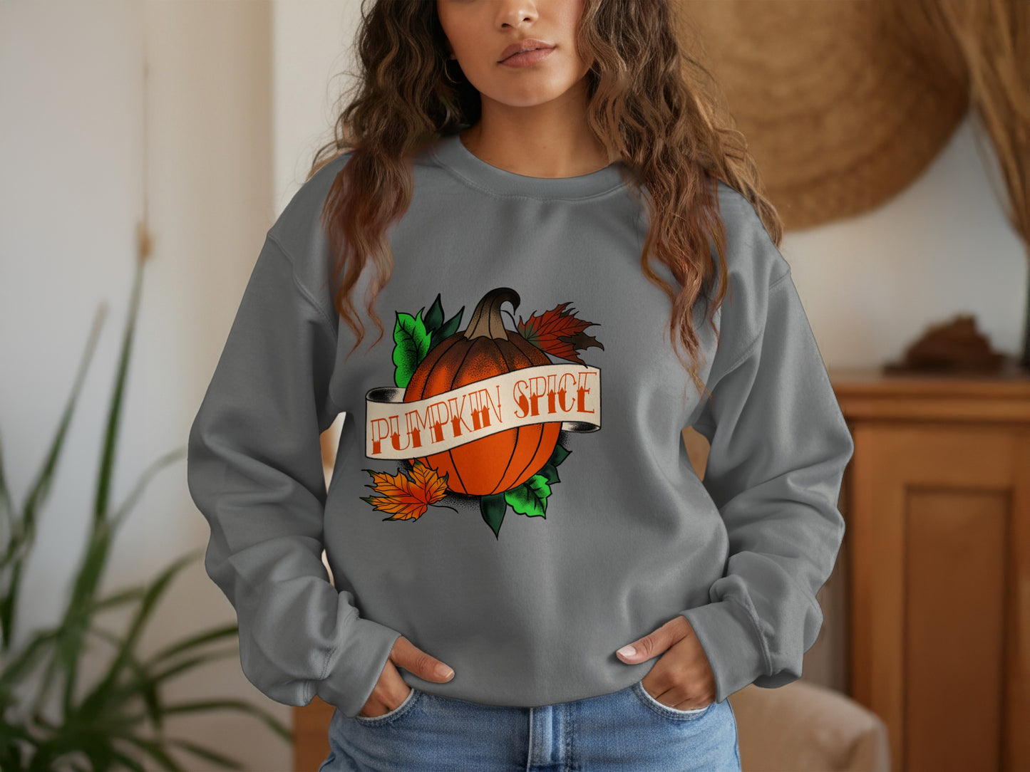 Pumpkin Spice Design Sweatshirt Fall Season Product
