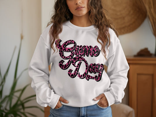 Game Day Leopard Print Lettering Sweatshirt product