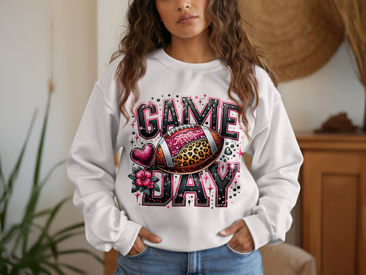 Game Day Leopard Heart Football Print Top product type