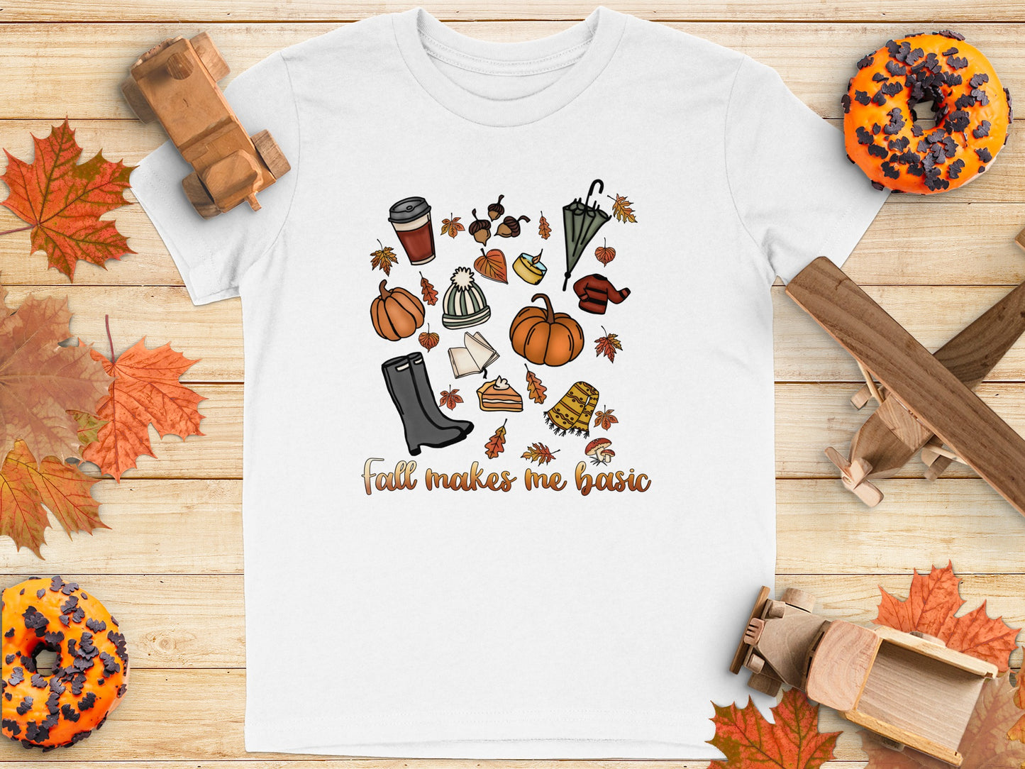 Fall Themed Graphic Shirt with Autumn Icons product type