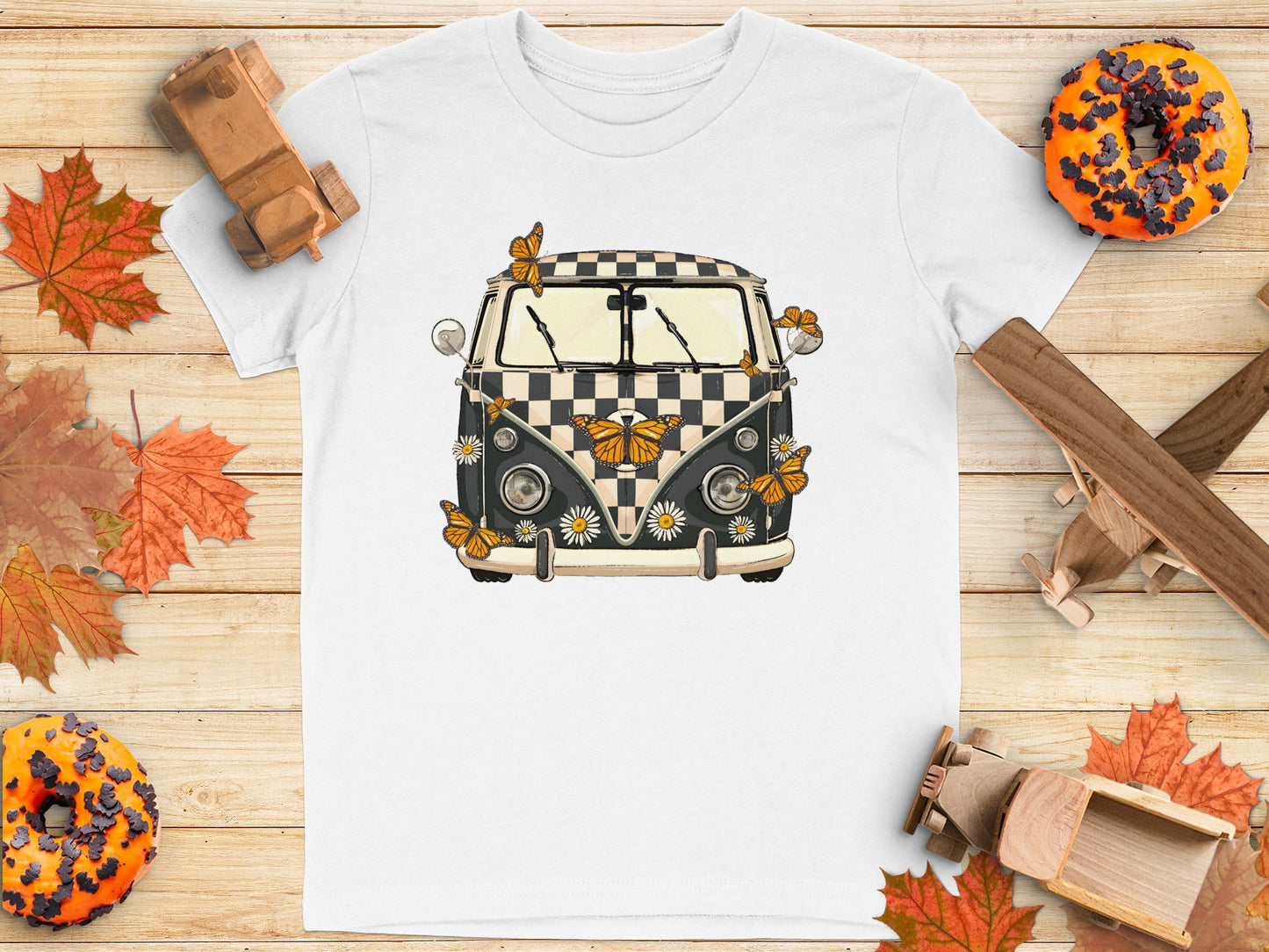 Vintage Checkered Van with Butterflies T-Shirt product