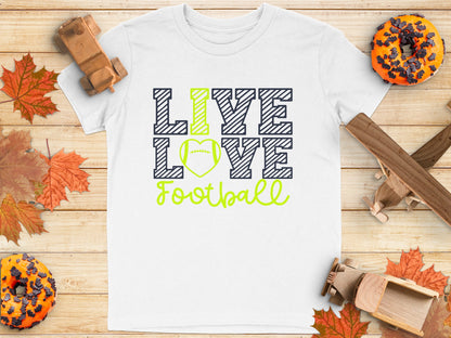 Live Love Football Graphic White T Shirt product
