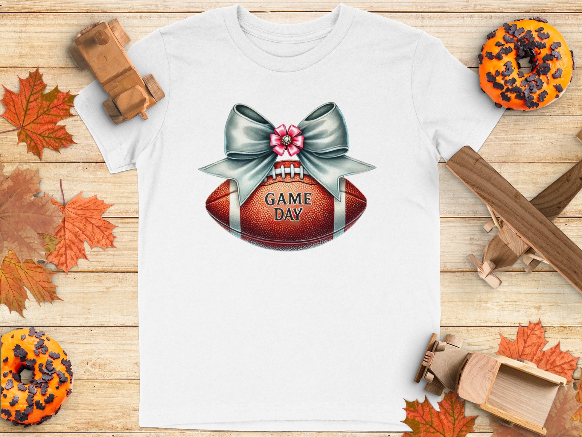 Game Day Football with Bow and Flower Graphic product type