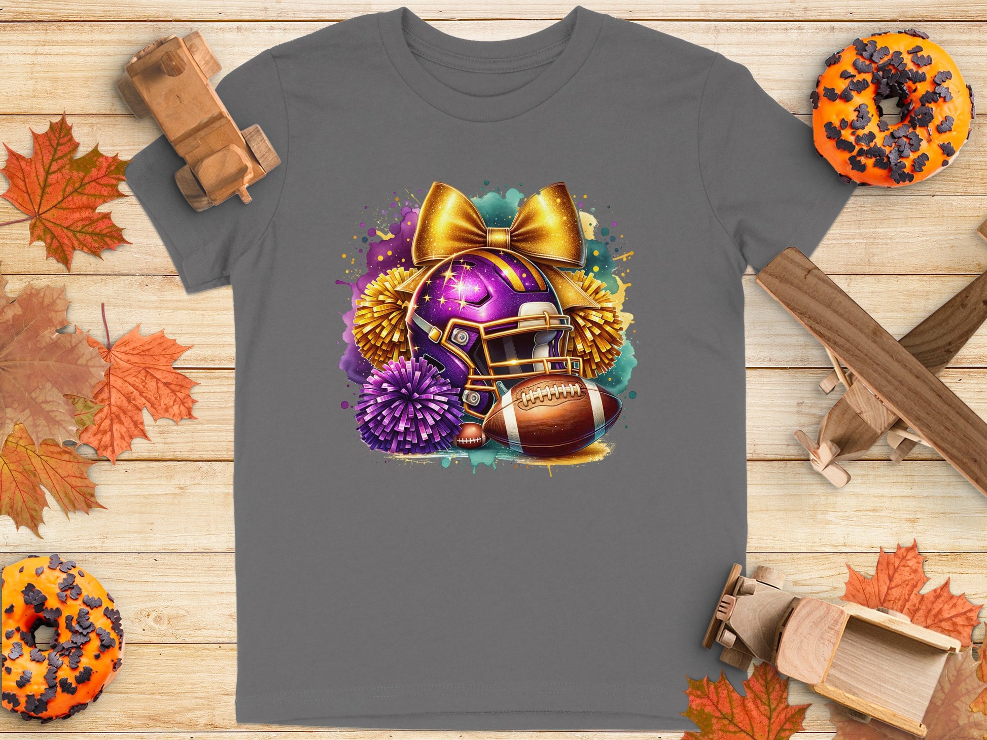 Cheerleader Bow Helmet and Flowers Graphic T-Shirt product type