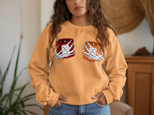 Skeleton Hands Holding Candles Graphic Sweatshirt product