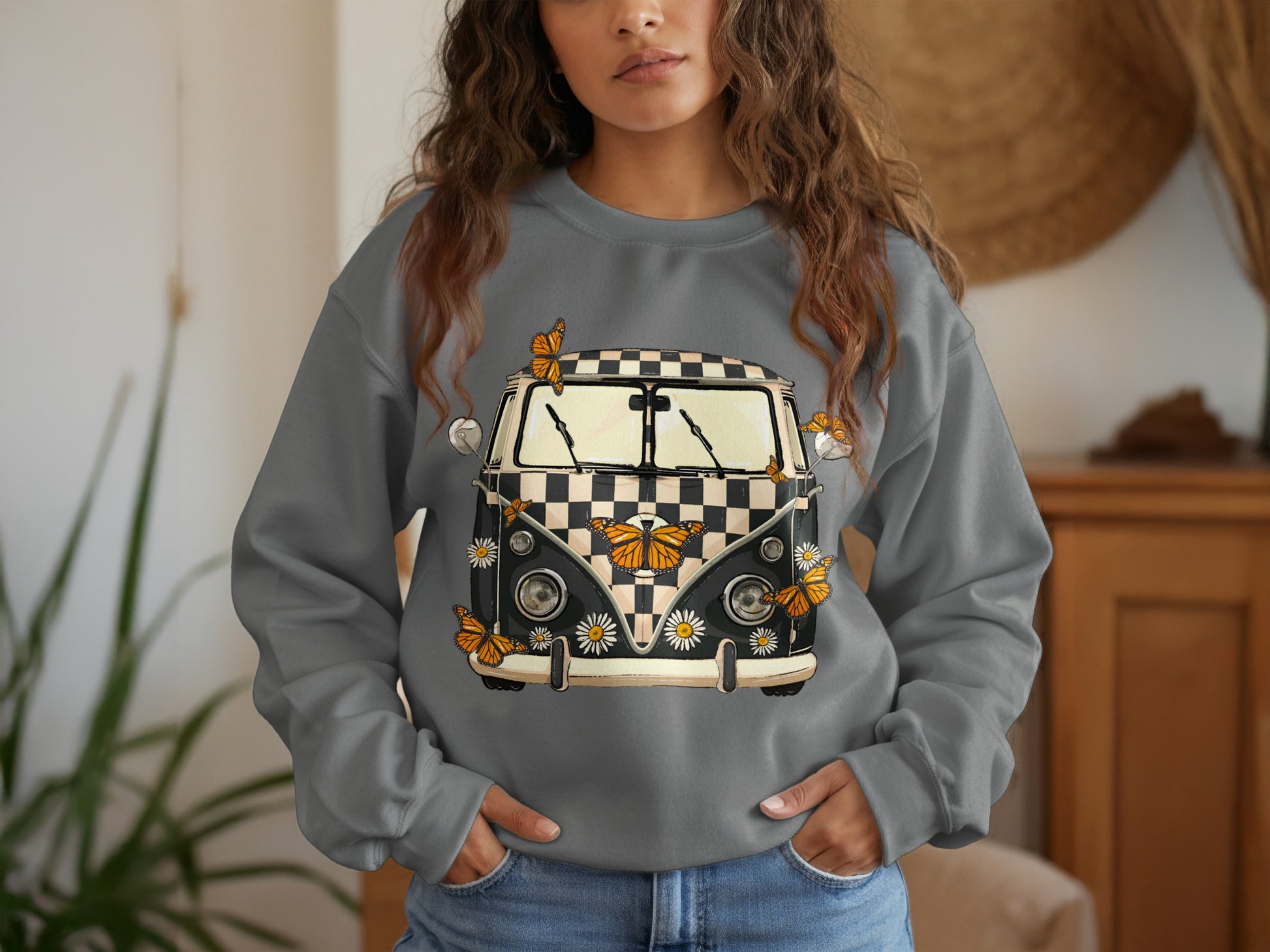 Vintage Van with Butterflies Graphic Sweatshirt product