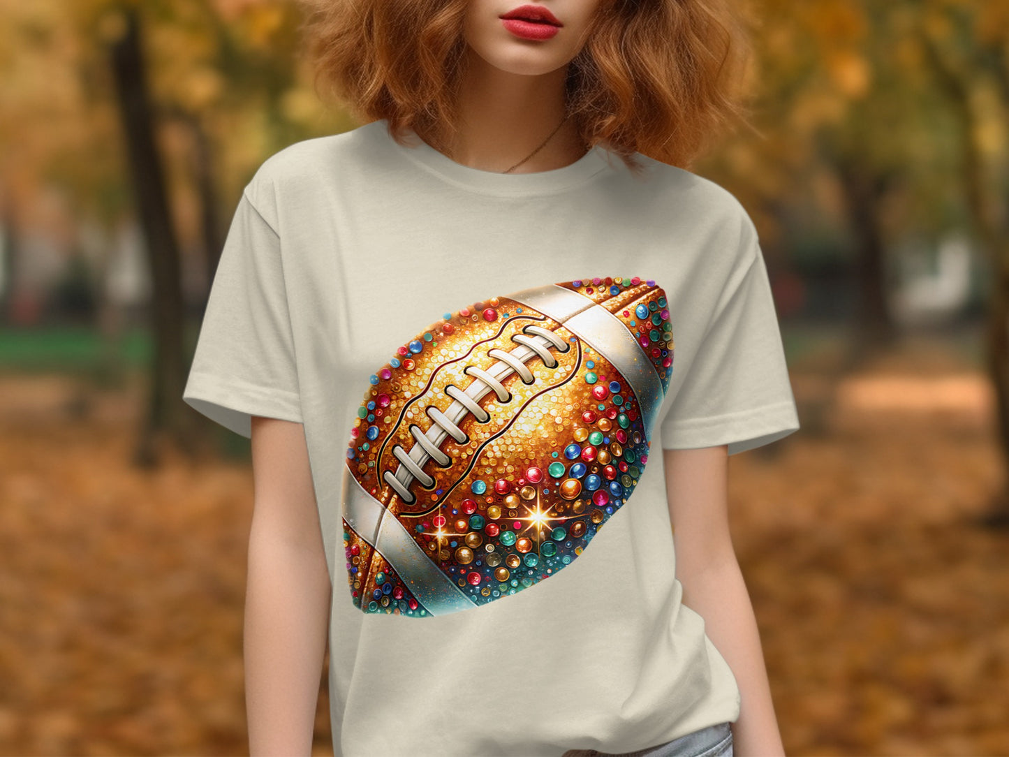 Colorful Sparkling Football Design T-Shirt product type