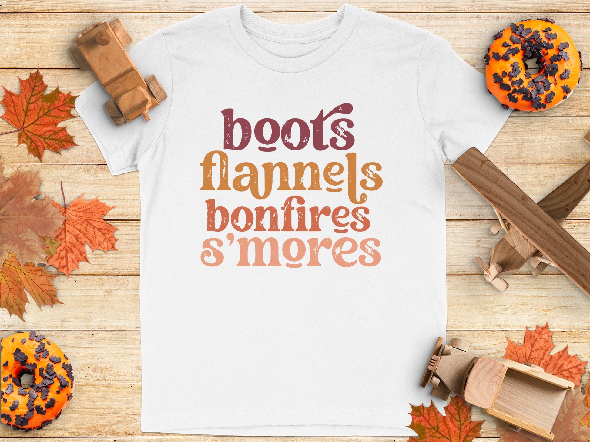 Boots Flannels Bonfires S'mores Printed White T-shirt product type