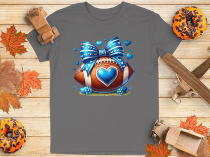 Cute Football With Blue Bow Kids T-shirt Fun Shirt product