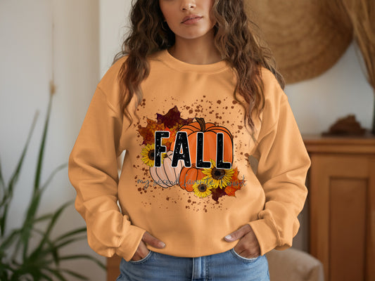 Fall Themed Pumpkin and Sunflowers Print product type