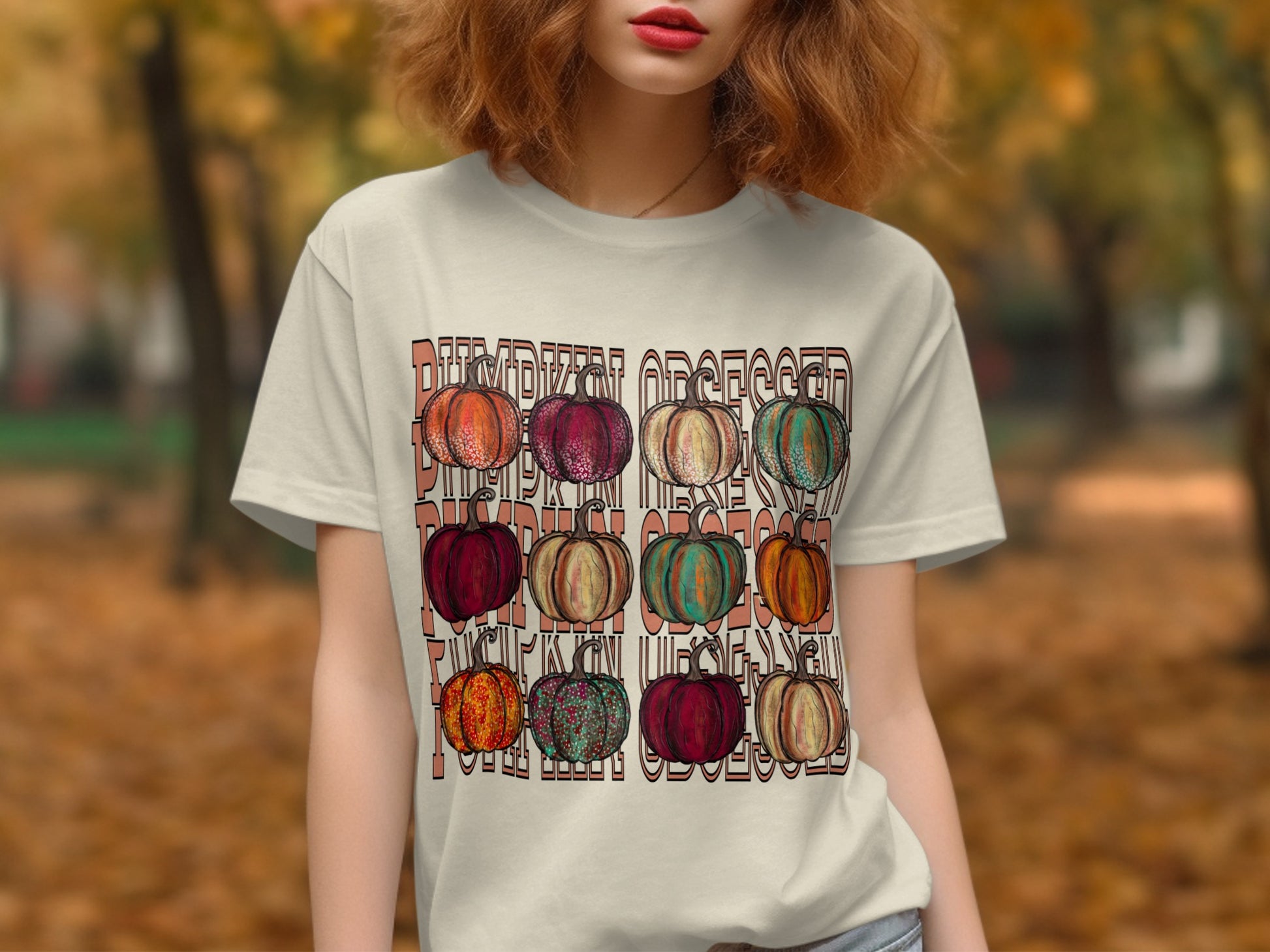 Pumpkin Obsessed Colorful Graphic T-Shirt product