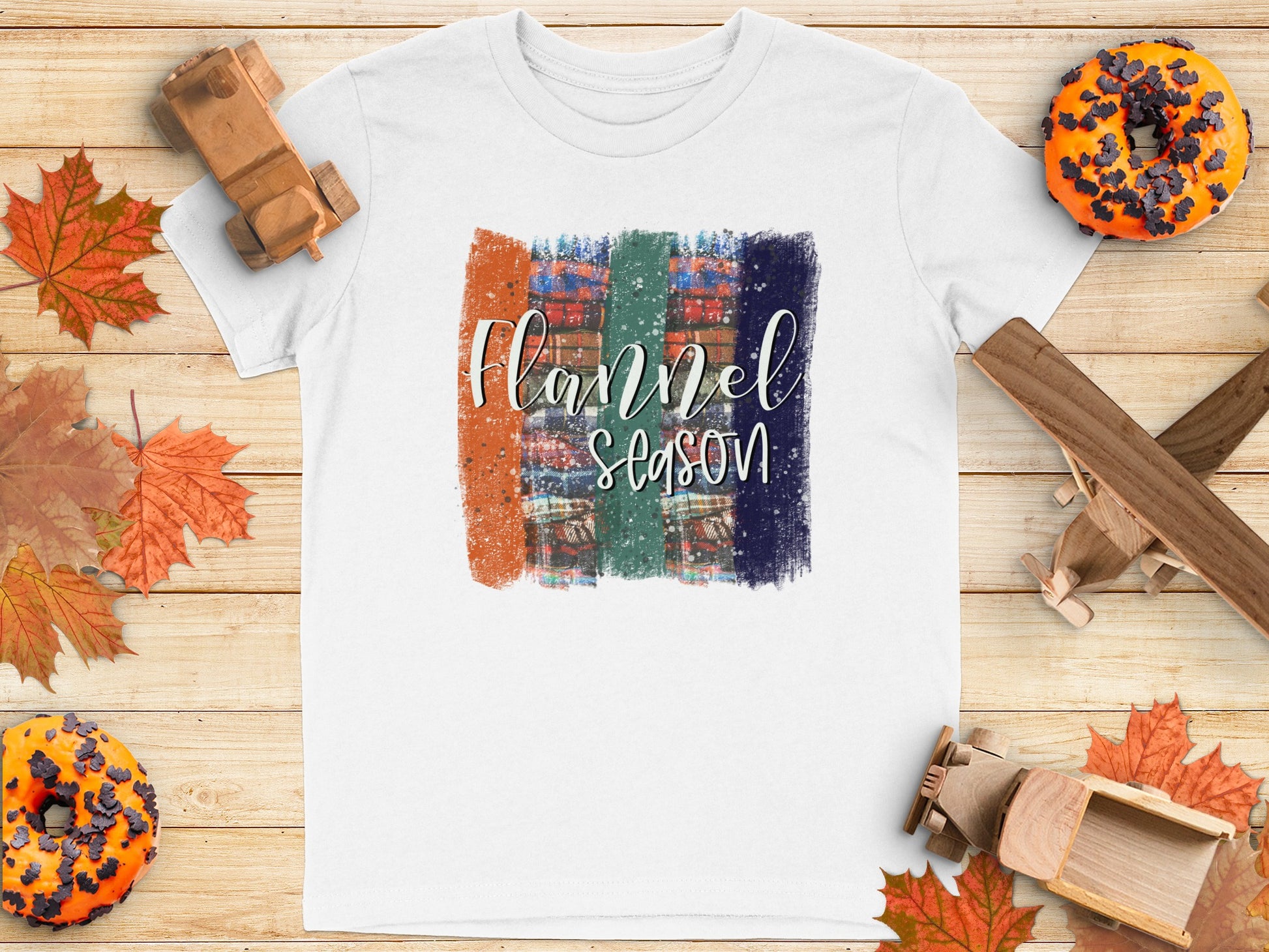 Flannel Season Graphic Print White Tee Shirt product