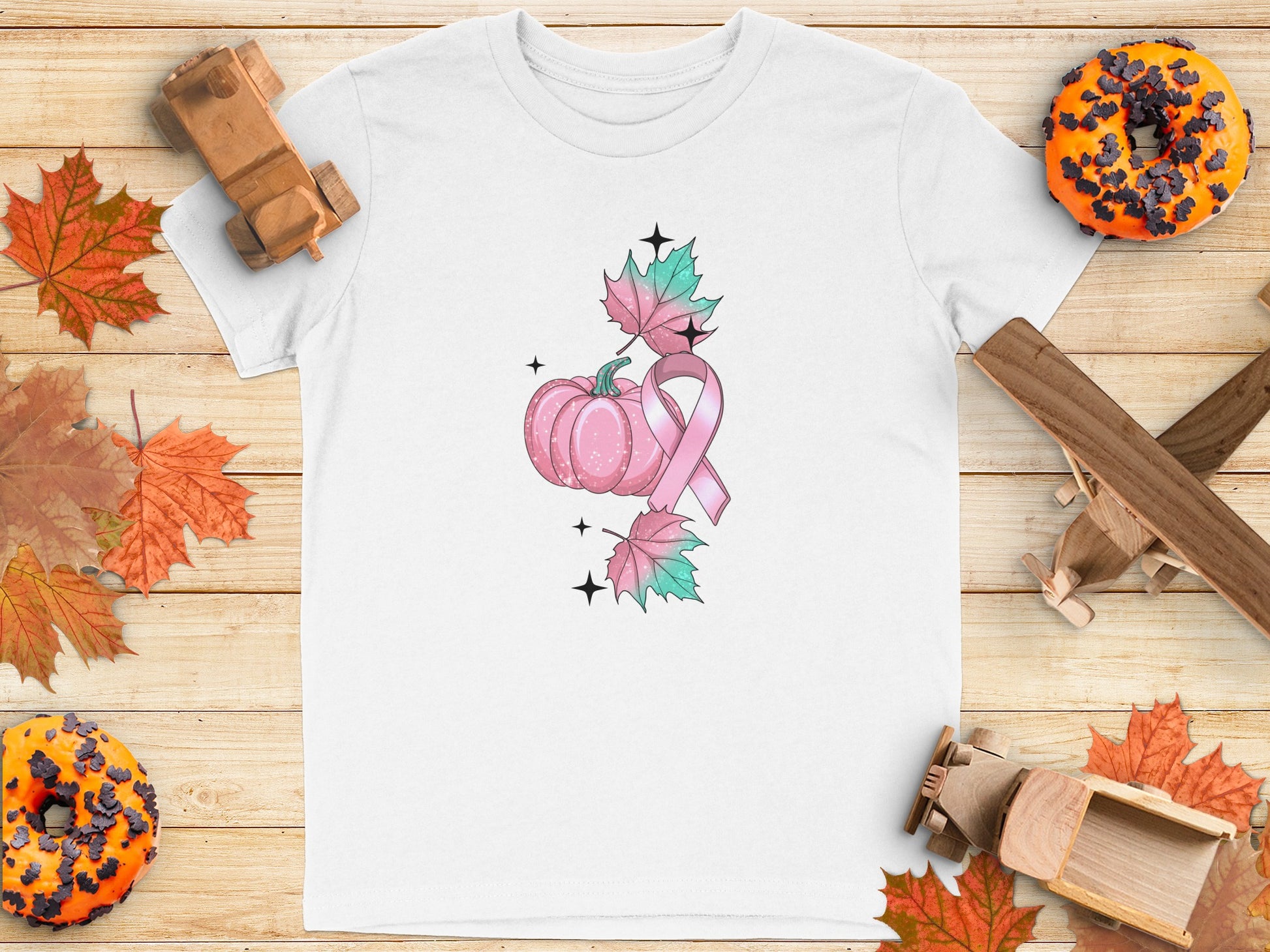 Pink Ribbon and Pumpkin Fall Halloween T-shirt product