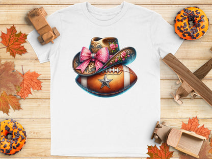 Stylish Cowboy Hat and Football Graphic T-shirt product