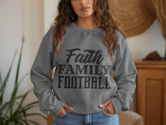 Faith Family Football Graphic Sweatshirt Product