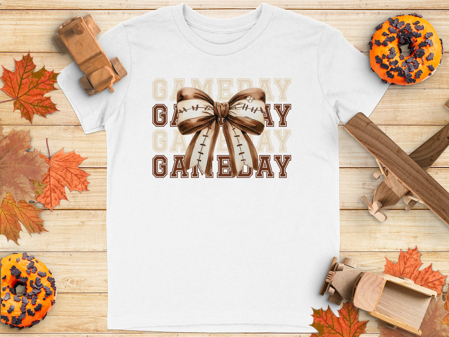 Gameday Brown Football Bow Graphic T-Shirt product type