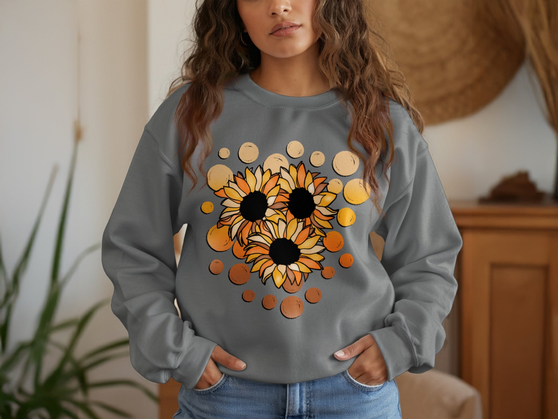 Sunflower Graphic Long Sleeve Grey Sweatshirt product