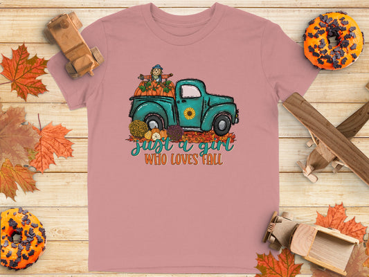 Just A Girl Who Loves Fall Truck Pumpkin Shirt product