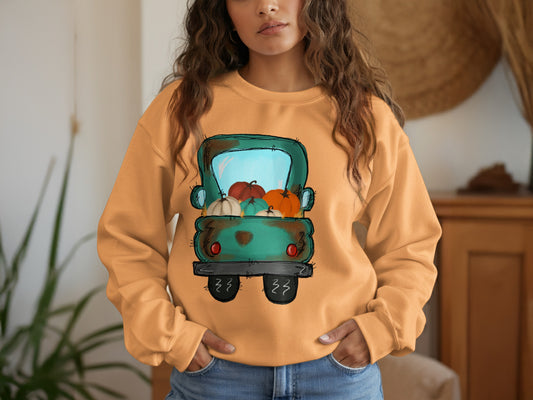 Vintage Truck with Pumpkins Design Sweatshirt product