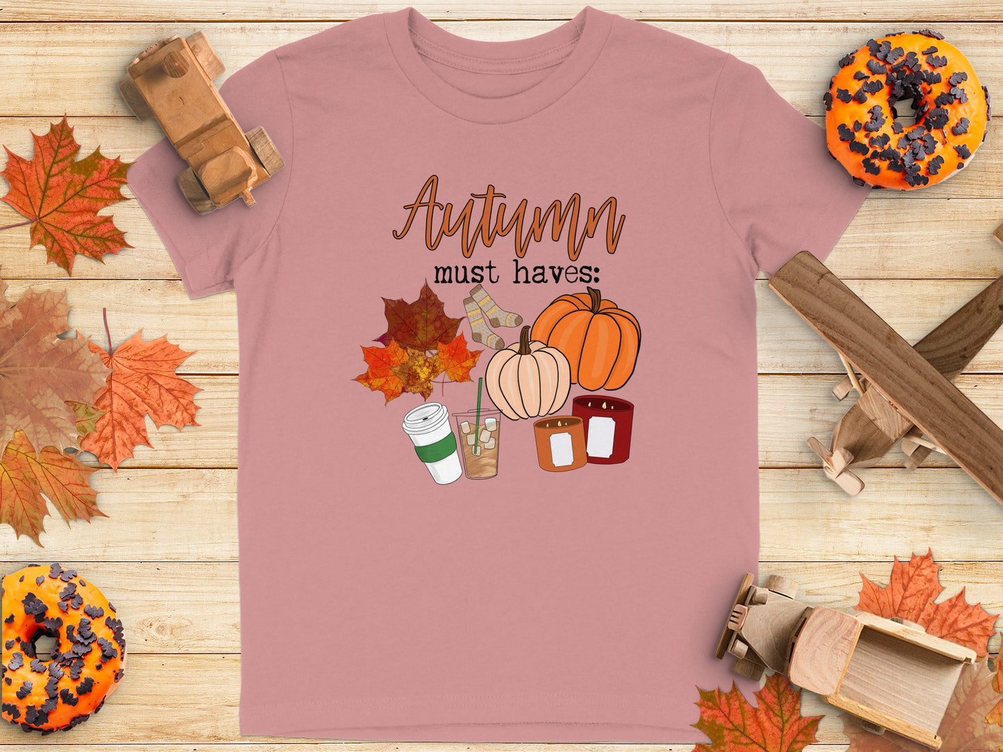 Autumn Must Haves Pumpkin Coffee Leaves Shirt product type