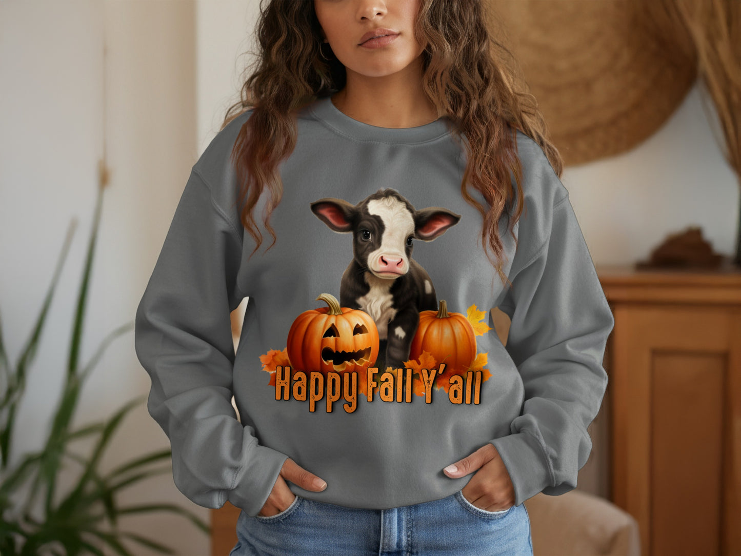 Happy Fall Y'all Cow and Pumpkins Sweatshirt product type