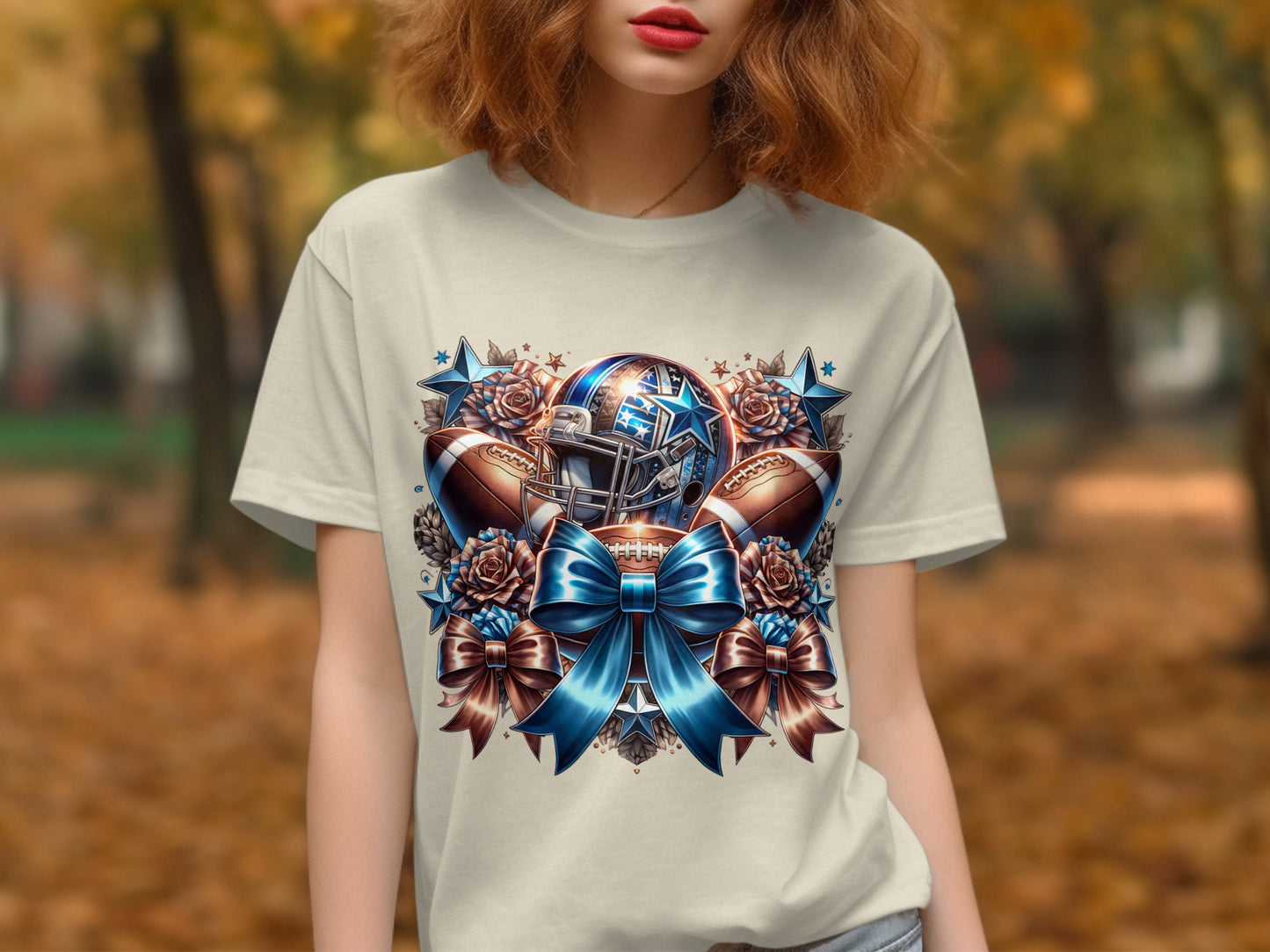 Football Helmets and Bows Graphic T-Shirts product type