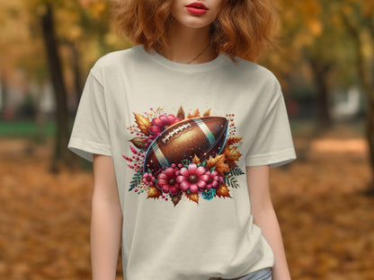 Beautiful Autumn Football Floral Graphic T-shirt product