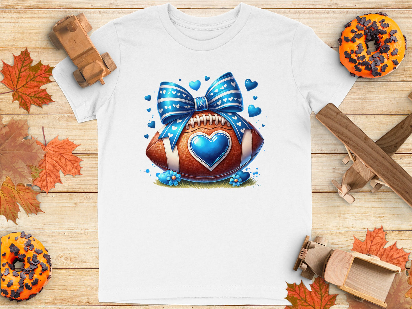 Blue Heart Football Design Graphic Tee product type