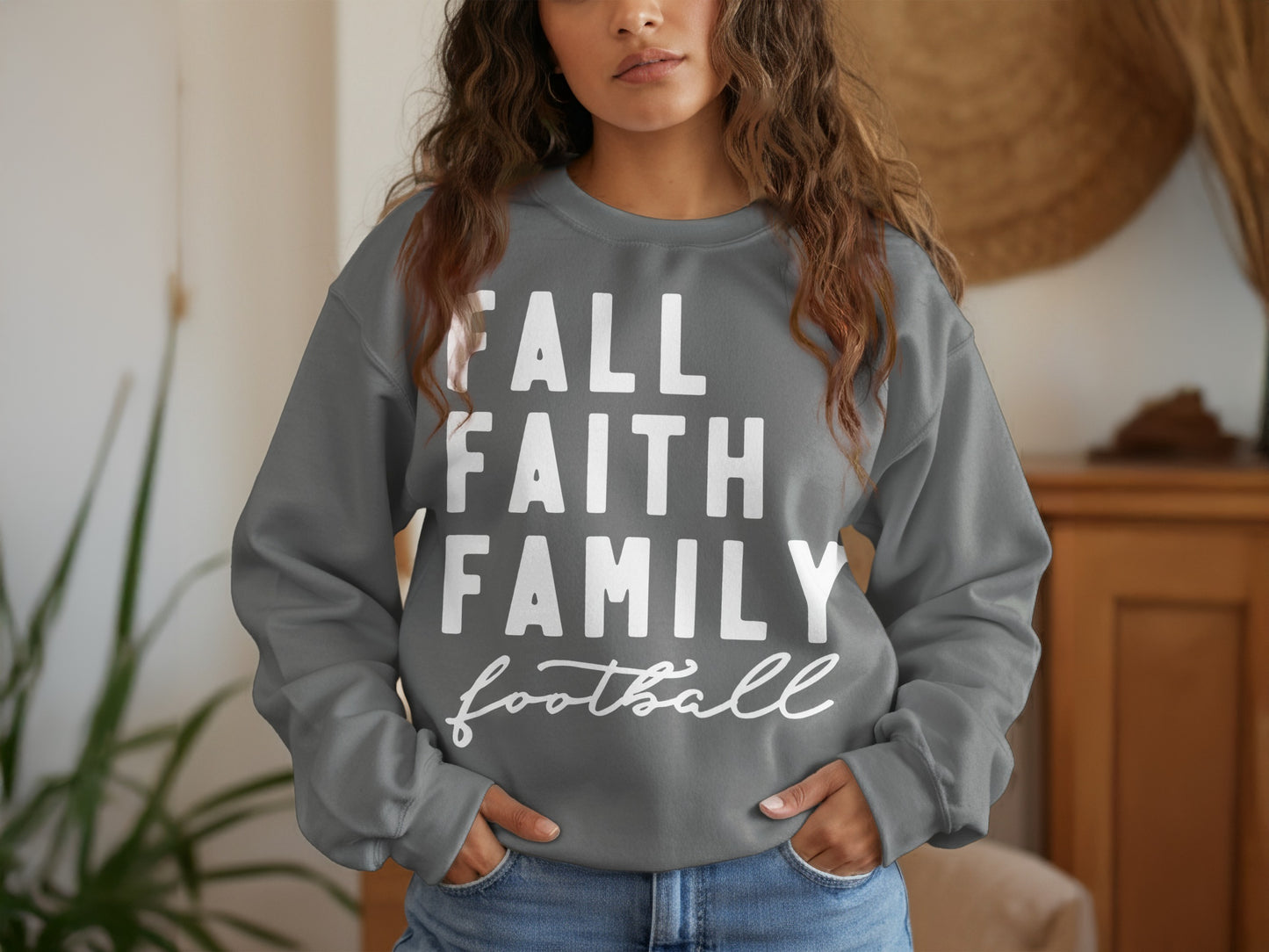 Fall Faith Family Football Sweatshirt product