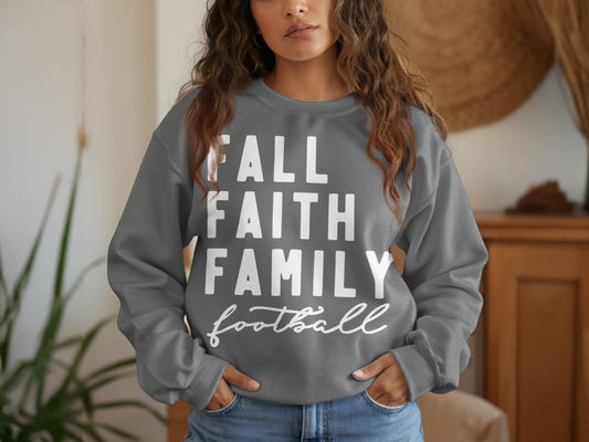 Fall Faith Family Football Sweatshirt product