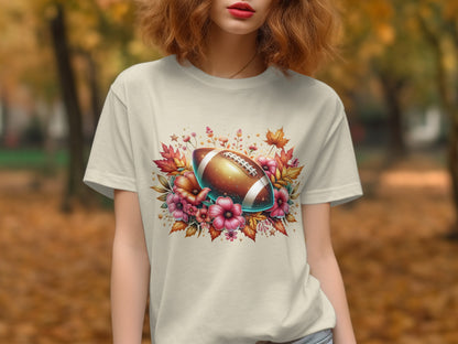 Autumn Football Floral Design Women's T-Shirt product type