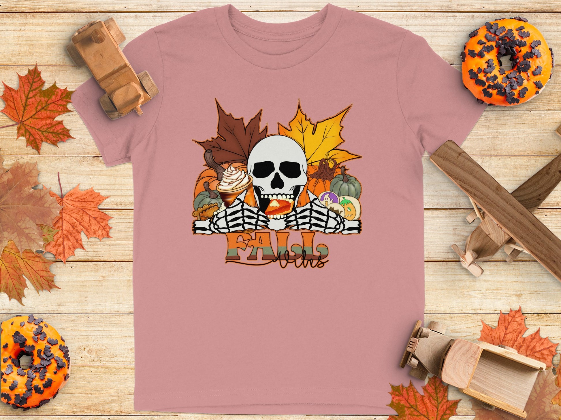Fall Vibes Skeleton Graphic T-Shirt Product