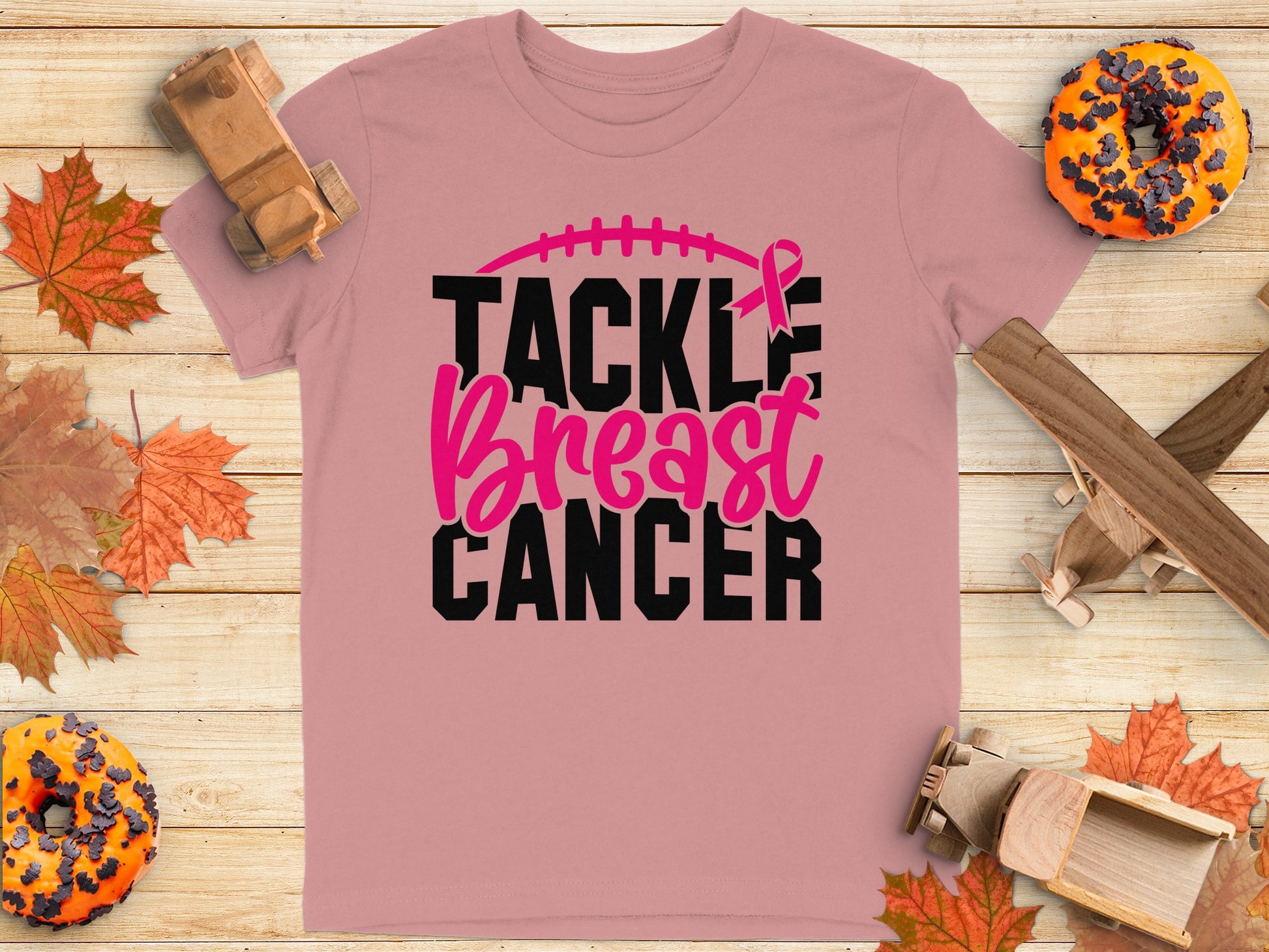 Tackle Breast Cancer Football Theme T-Shirt product type