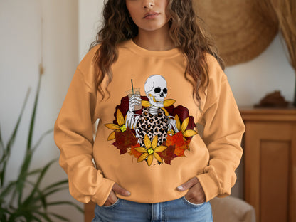 Skeleton with Floral and Leopard Print Graphic Product Type