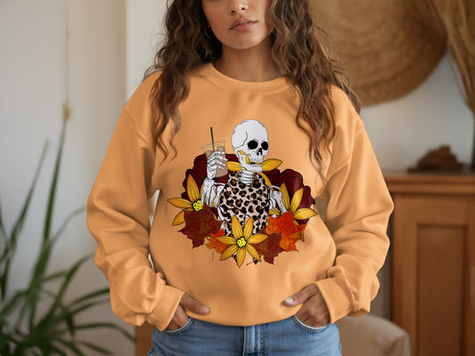 Skeleton with Floral and Leopard Print Graphic Product Type