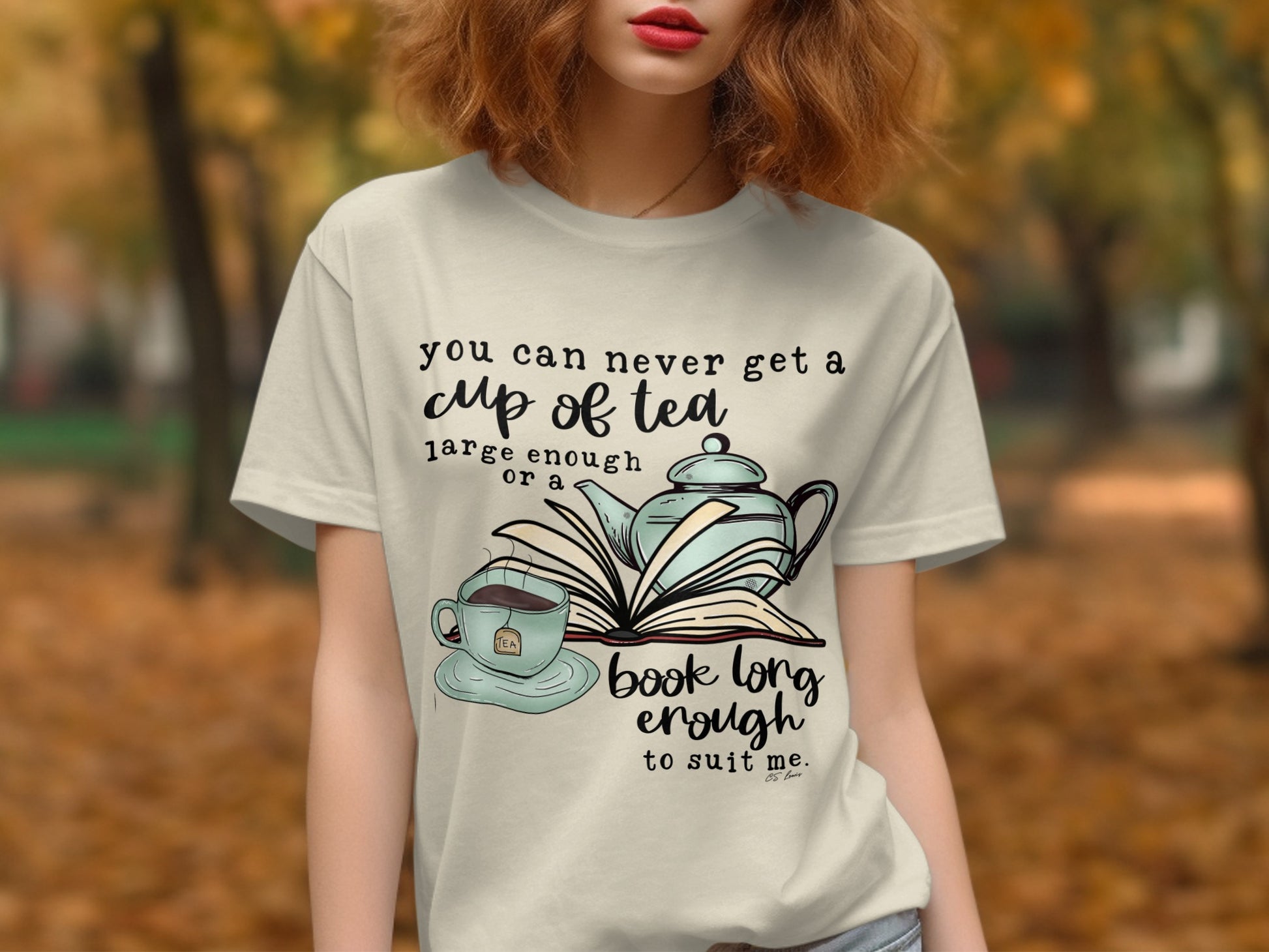 Book and Tea Illustrated Graphic T-shirt Product