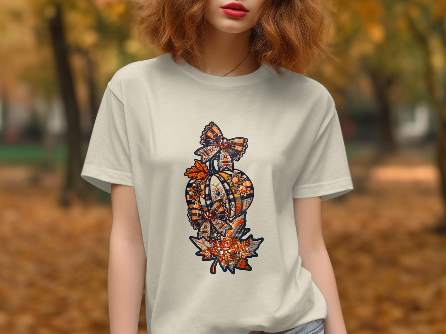 Autumn Leaves and Pumpkins Graphic Tee product