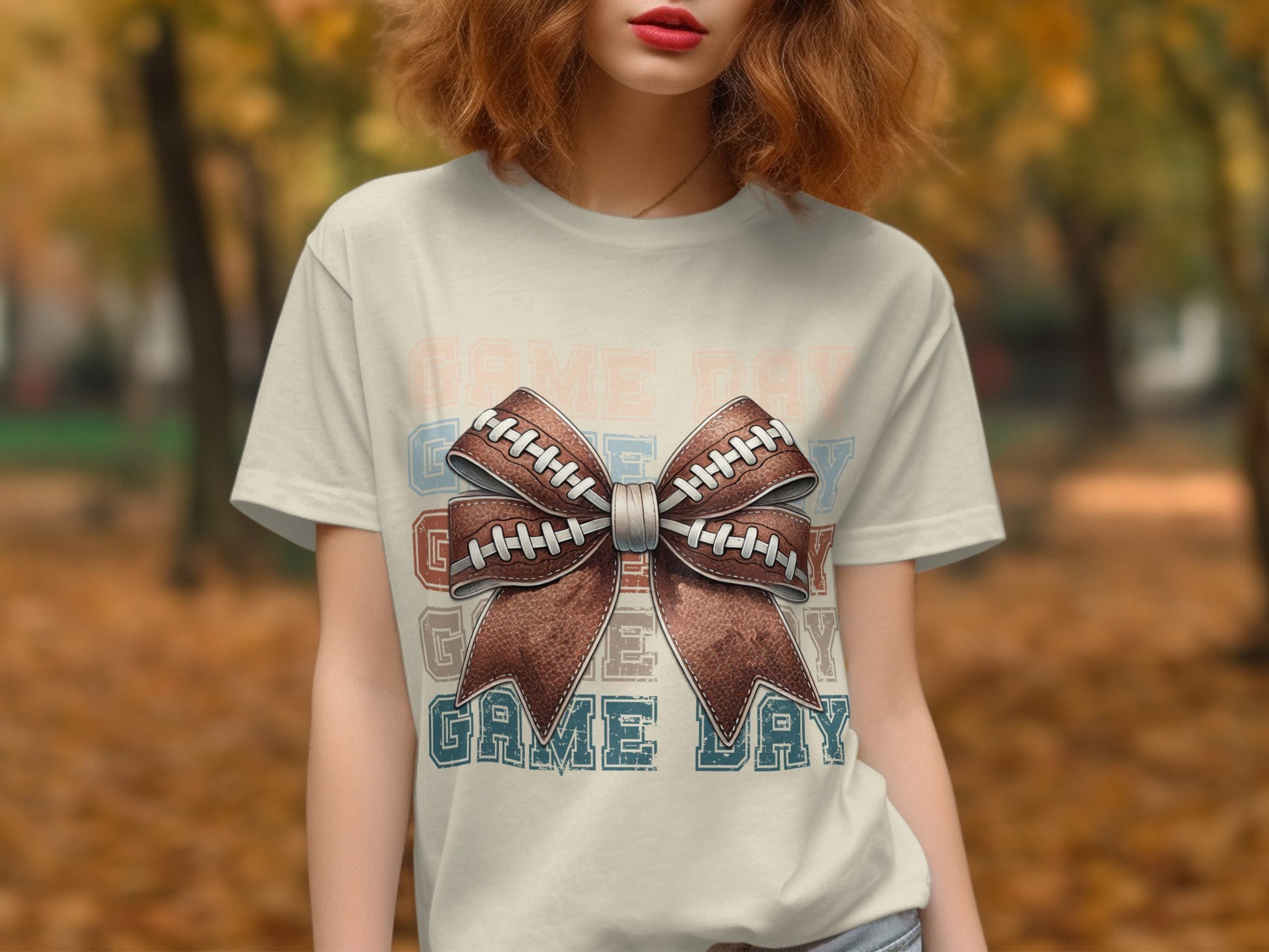 Game Day Football Bow Graphic Tee Shirt product type