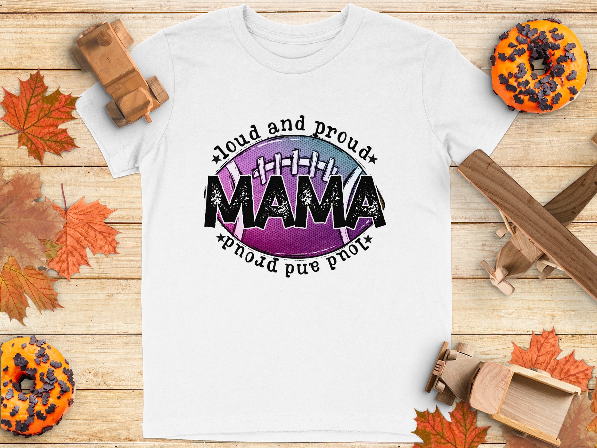Loud and Proud Mama Football Graphic Tee Shirt product